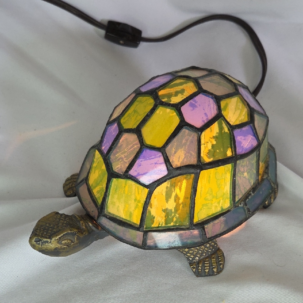 Vintage 1999 Tiffany-Style Turtle Lamp UL Certified Accent Light